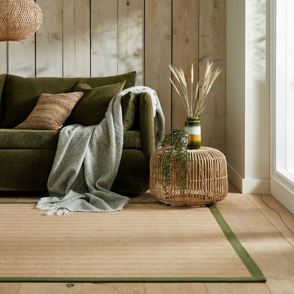 Flair Rugs , Kusový koberec Herringbone Border Kira Green, 120x170, béžová, chodba / predsieň