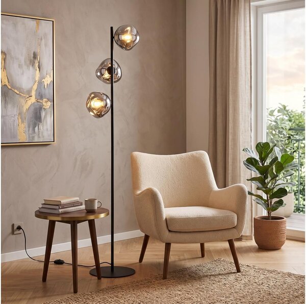 Brilagi - Stojacia lampa VULCANO 3xG9/8W/230V čierna/dymová čierna