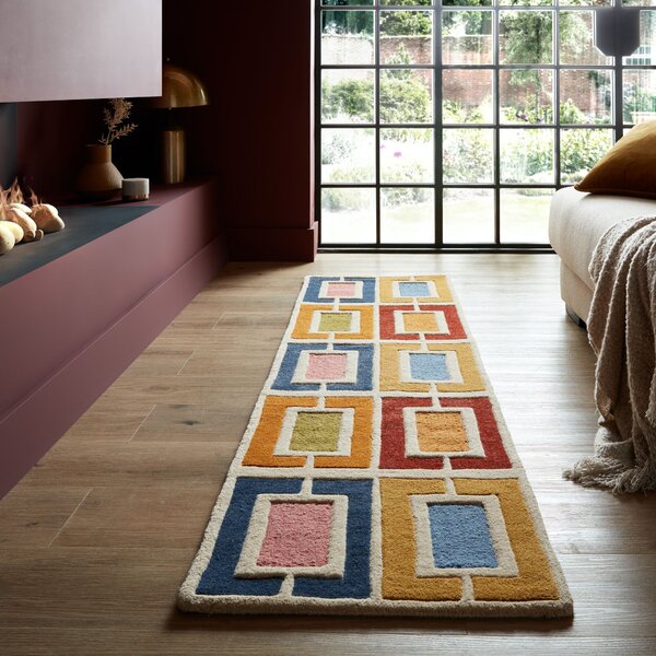Flair Rugs, Ručne všívaný behúň Illusion Retro Blocks Multi, 60x230, viacfarebná, detská izba