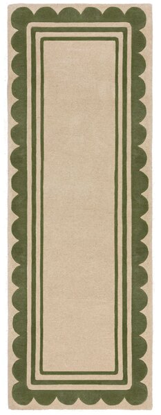 Flair Rugs, Ručne všívaný behúň Lois Scallop Green, 80x230, zelená, chodba / predsieň