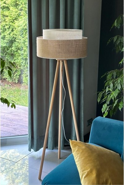 Duolla - Stojacia lampa YUTE BOHO 1xE27/15W/230V pr. 45 cm hnedá/krémová