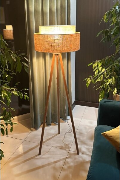 Duolla - Stojacia lampa YUTE BOHO 1xE27/15W/230V pr. 45 cm hnedá/krémová