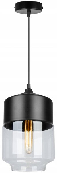 Závesné svietidlo Oslo 1, 1x čierne/transparentné sklenené tienidlo