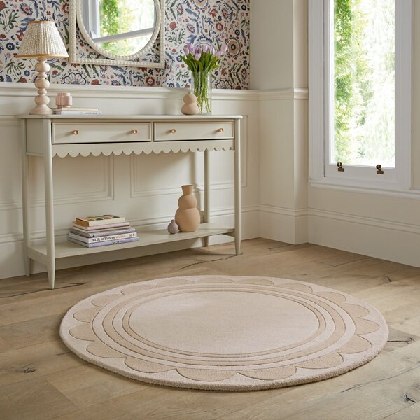 Flair Rugs , Ručne všívaný kusový koberec Lois Scallop Natural kruh, 120x120 (priemer) kruh, béžová, chodba / predsieň