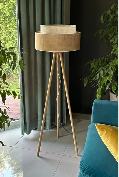 Duolla - Stojacia lampa YUTE BOHO 1xE27/15W/230V pr. 45 cm hnedá/krémová
