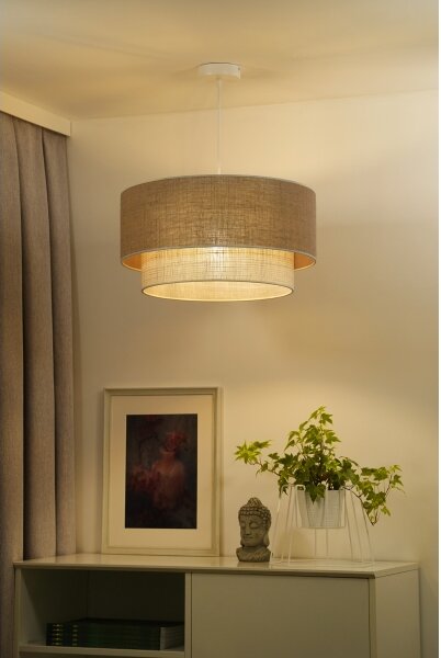 Duolla - Luster na lanku YUTE BOHO 1xE27/15W/230V pr. 45 cm hnedá/krémová