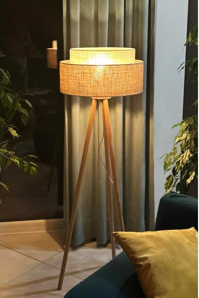 Duolla - Stojacia lampa YUTE BOHO 1xE27/15W/230V pr. 45 cm hnedá/krémová