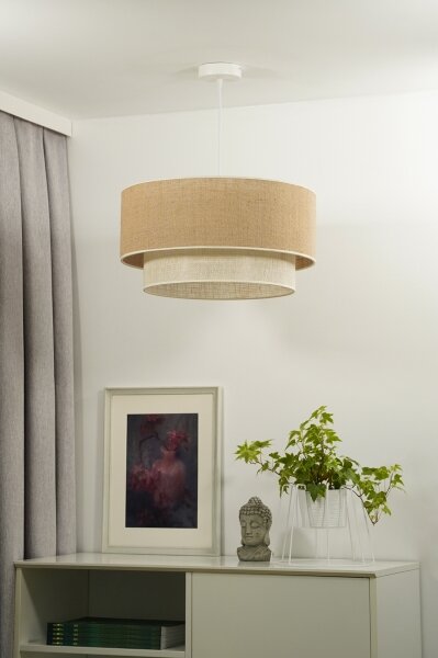 Duolla - Luster na lanku YUTE BOHO 1xE27/15W/230V pr. 45 cm hnedá/krémová