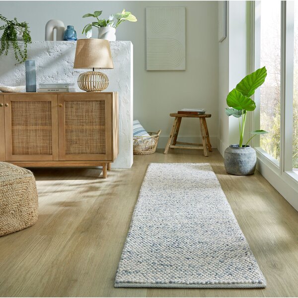 Flair Rugs , Ručne tkaný behúň Minerals Blue, 60x230, modrá, chodba / predsieň