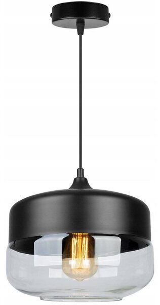 Závesné svietidlo OSLO 3, 1x čierne/transparentné sklenené tienidlo