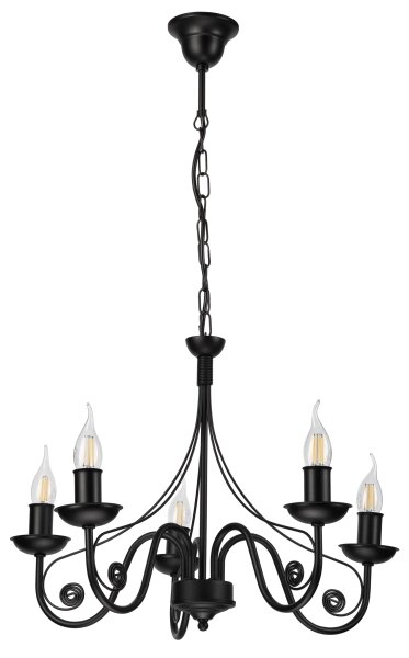 Luster na reťazi DONATO 5xE14/40W/230V čierna