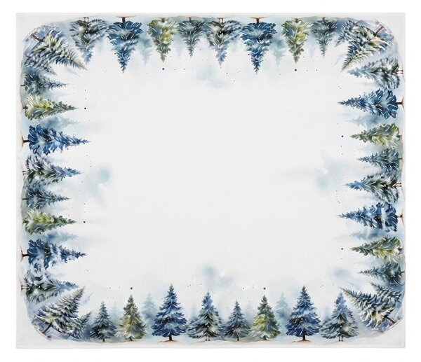 Vianočný obrus SNOWY FOREST 85x85 cm, biely