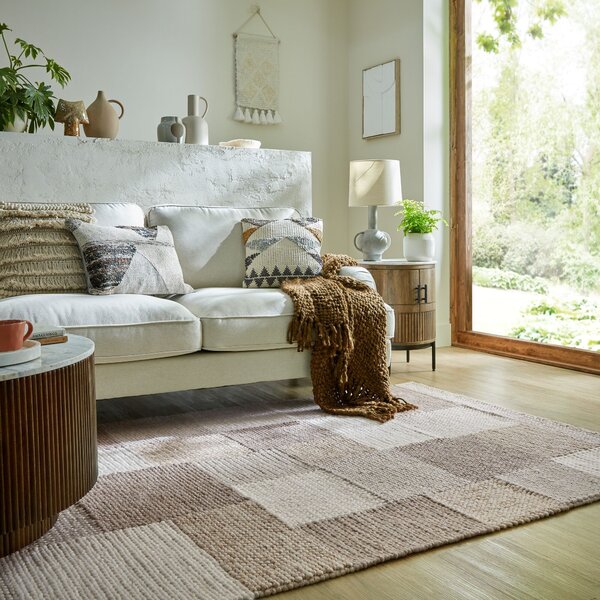 Flair Rugs, Ručne tkaný kusový koberec Minerals Patchwork Natural, 120x170, béžová, chodba / predsieň
