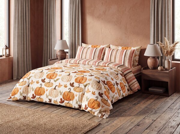 Flanelové obliečky PUMPKINS & STRIPES farebné Rozmer obliečky: 70 x 90 cm | 140 x 200 cm