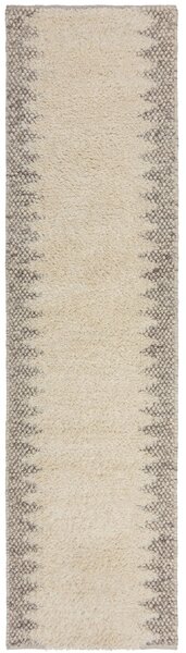 Flair Rugs , Ručne tkaný behúň Minerals Border Natural, 60x230, béžová, chodba / predsieň