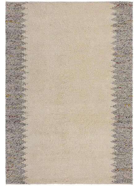 Flair Rugs, Ručne tkaný kusový koberec Minerals Border Black/White, 160x230, béžová, chodba / predsieň
