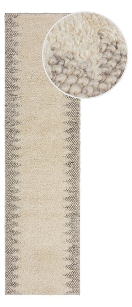 Flair Rugs , Ručne tkaný behúň Minerals Border Natural, 60x230, béžová, chodba / predsieň