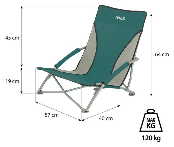 NC3035 ZELENÉ PLÁŽOVÉ KRESLO NILS CAMP