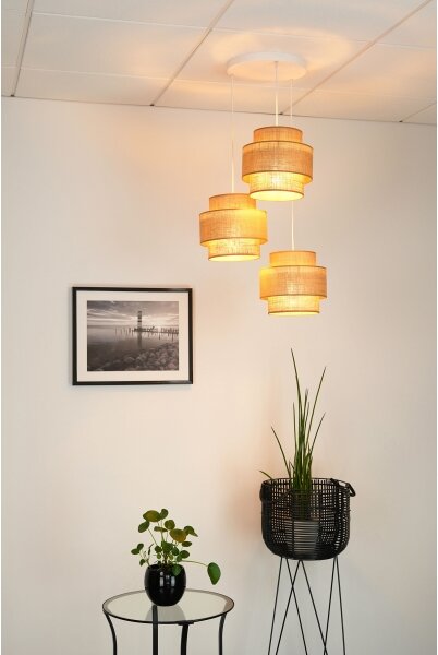 Brilagi - Luster na lanku SPACE YUTE 3xE27/15W/230V béžová/biela