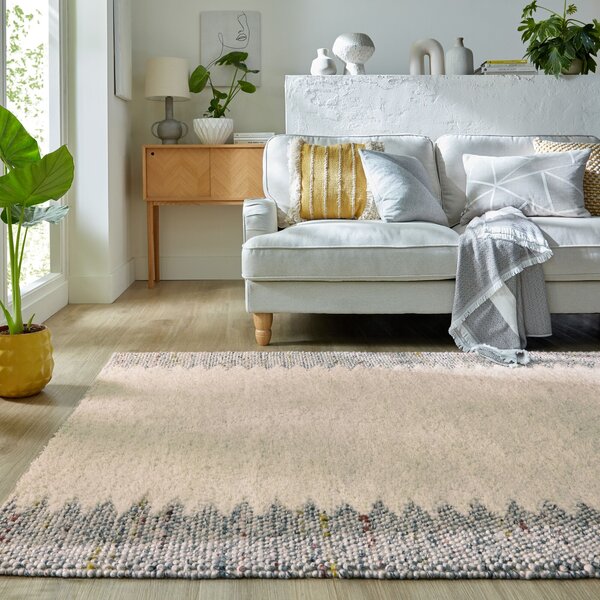 Flair Rugs, Ručne tkaný kusový koberec Minerals Border Black/White, 160x230, béžová, chodba / predsieň