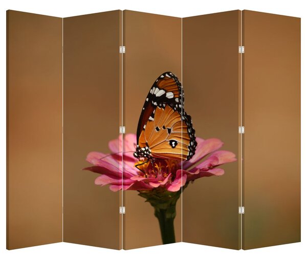 Paraván - Motýľ na kvetine (210x170 cm)