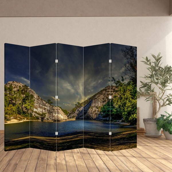 Paraván - Krajina s jazerom (210x170 cm)