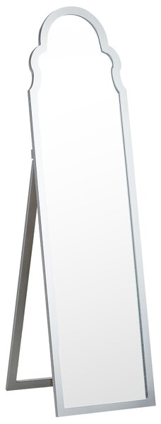 Stojace zrkadlo strieborné MDF rám sklo 40 x 150 cm vysoké so stojanom moderný dizajn