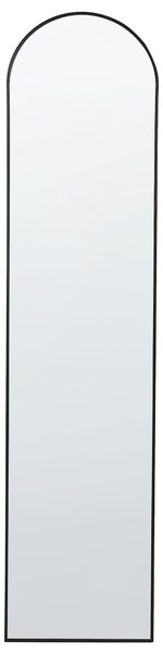 Stojace zrkadlo čierne s kovovým rámom 36 x 150 cm vysoké so stojanom moderný dizajn