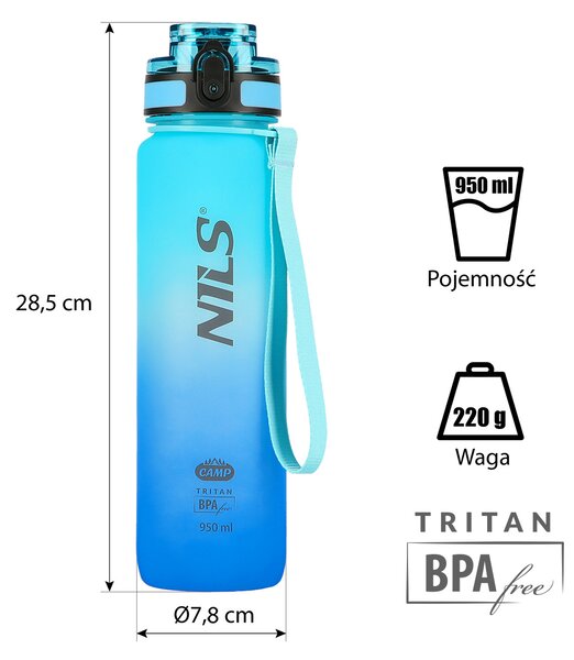 NCD04 MODRÁ TRITANOVÁ FĽAŠA NA NÁPOJE 950 ML NILS CAMP