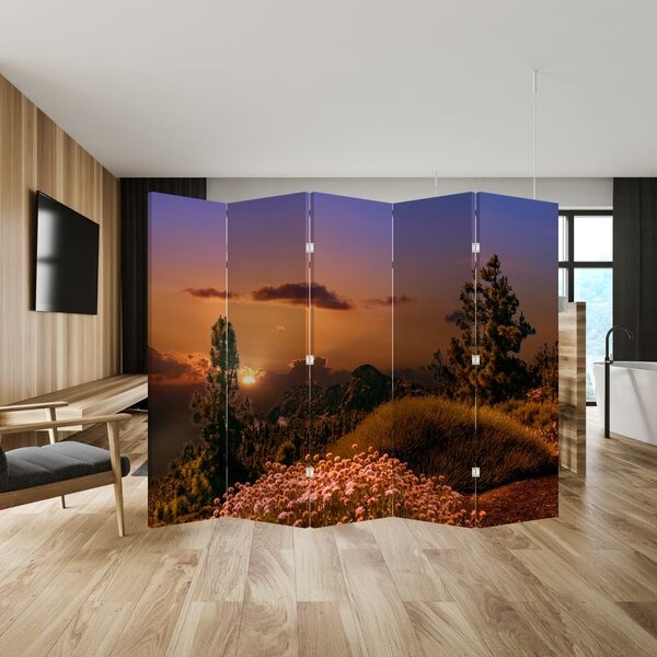 Paraván - Príroda so západom slnka (210x170 cm)