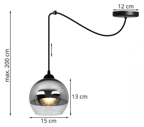 Závesné svietidlo Bergen Spider, 1x chrómové/transparentné sklenené tienidlo (fi 15cm)