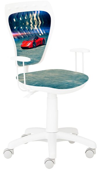 Stolička Ministyle biela s červeným autom