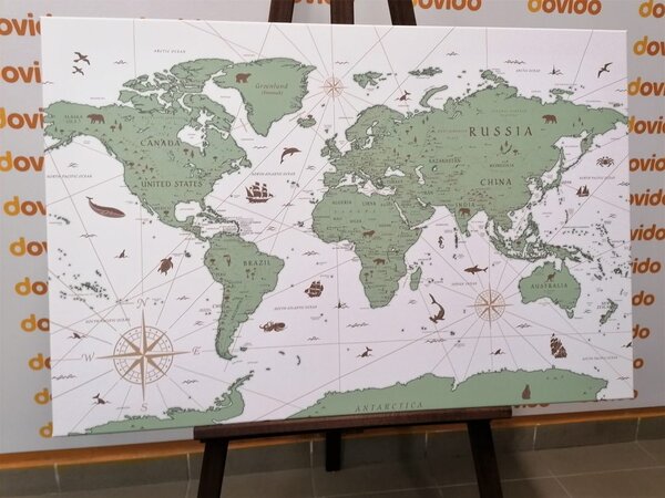 Obraz na korku mapa v zelenom prevedení