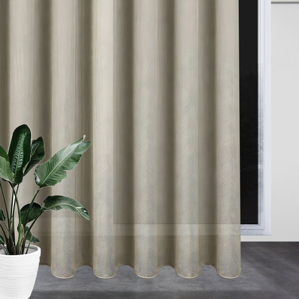 Záclona/Záves béžovo-hnedá Linen Mist s efektom ľanu a olovkom Ervi 4451