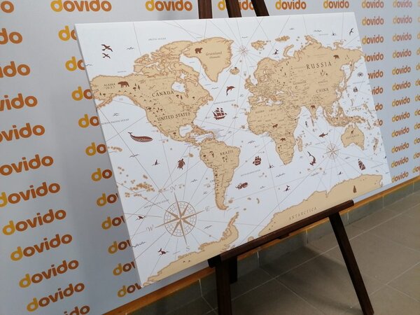 Obraz na korku béžová mapa