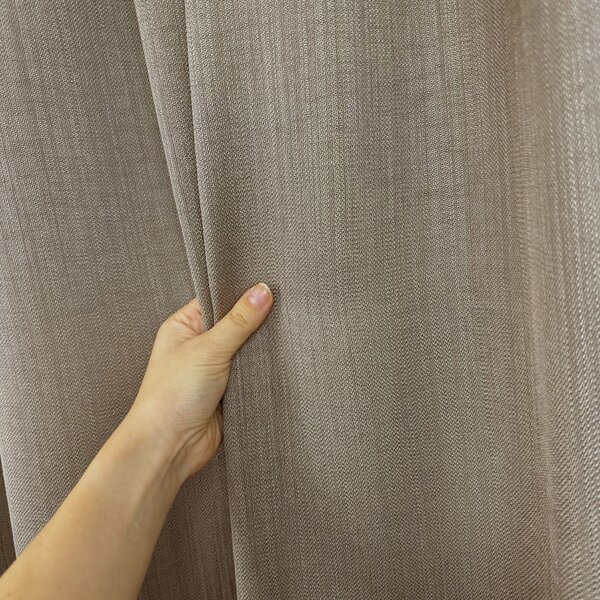 Záclona/Záves béžovo-hnedá Linen Mist s efektom ľanu a olovkom Ervi 4451