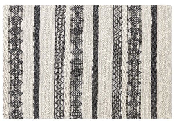 Koberec svetlobéžový a sivý 160 x 230 cm vlna a polyester ručne tkaný s geometrickým vzorom boho
