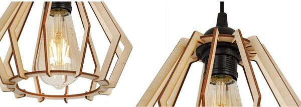 Závesné svietidlo Timber Spider, 5x drevené tienidlo