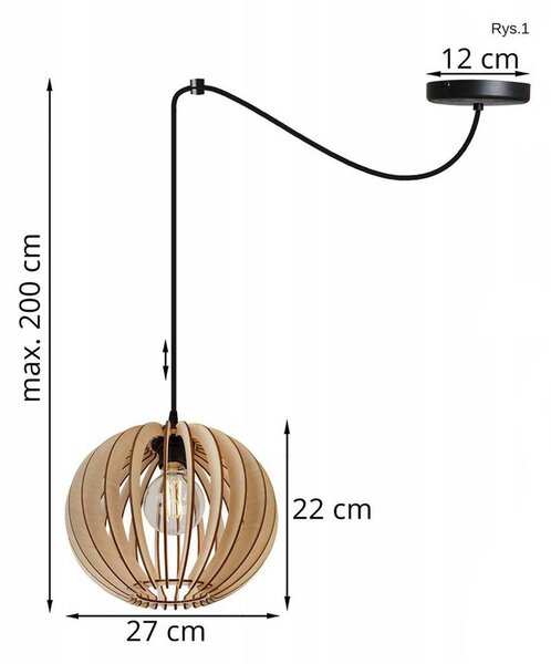 Závesné svietidlo Timber Spider 2, 1x drevené tienidlo