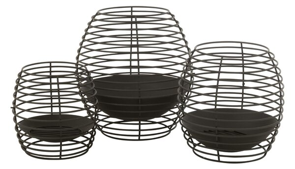 Čierno-hnedé železné okrúhle ohnisko Tippo - Ø 50*50 cm - J-Line by Jolipa