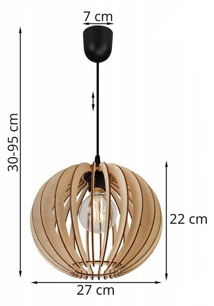 Závesné svietidlo Timber 2, 1x drevené tienidlo, lp