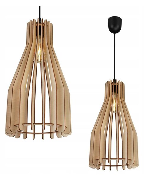 Závesné svietidlo Timber 4, 1x drevené tienidlo, lp