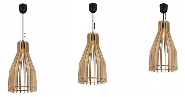 Závesné svietidlo Timber 4, 1x drevené tienidlo, lp