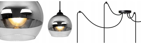 Závesné svietidlo Bergen Spider, 4x chrómové/transparentné sklenené tienidlo (fi 15cm)