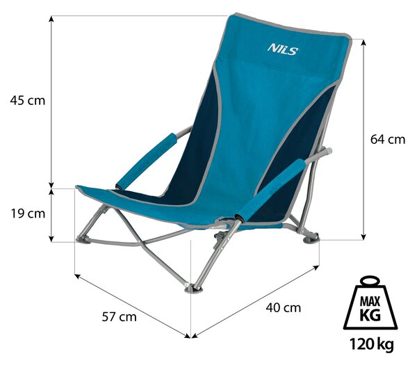 NC3035 MODRO-ŠEDÉ PLÁŽOVÉ KRESLO NILS CAMP