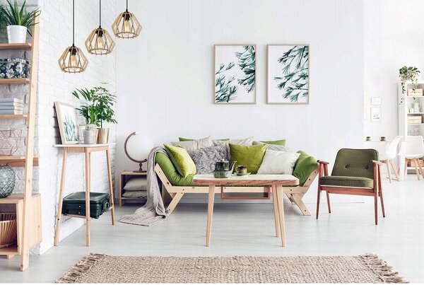 Závesné svietidlo Timber, 3x drevené tienidlo, o