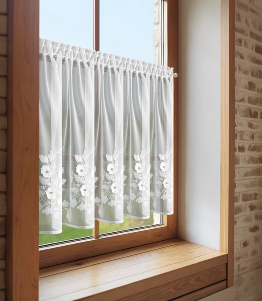 Dekorstudio Vyšívaná záclona ROSIE s riasiacou páskou 150x70cm - biela