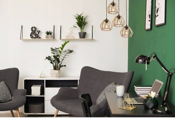 Závesné svietidlo Timber, 4x drevené tienidlo, o