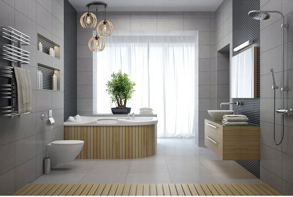 Závesné svietidlo Timber 1, 3x drevené tienidlo, o