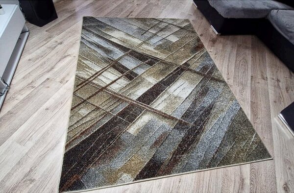 Hnedý koberec Villa 872 s linkovaným vzorom – moderný dizajn Rozmer: 60x100 cm
